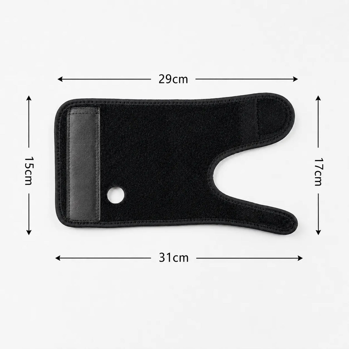 Storleksguide med mått för handledsstöd med justerbart stöd.