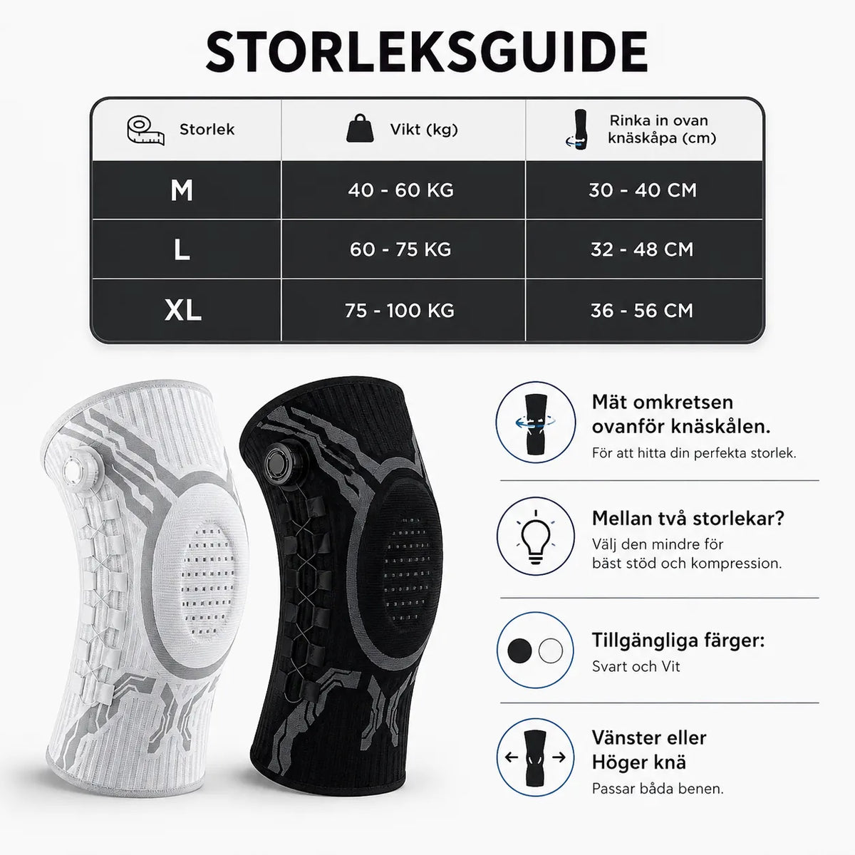 Knæstøtte med dynamisk kompression