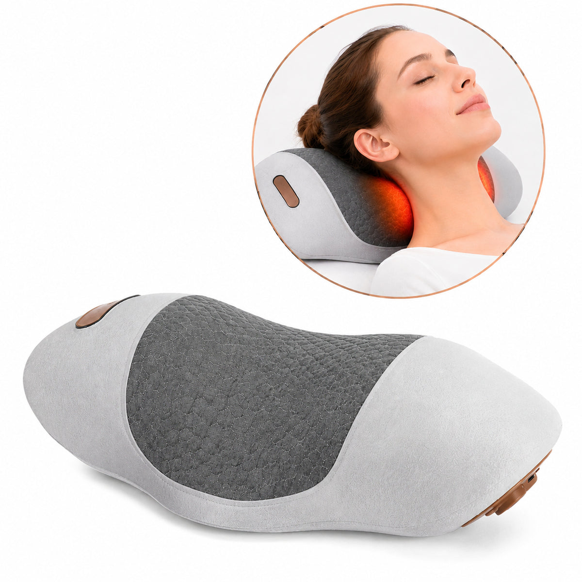 Nackmassagekudde med värmefunktion för bekväm massage och avkoppling av nacke och axlar.