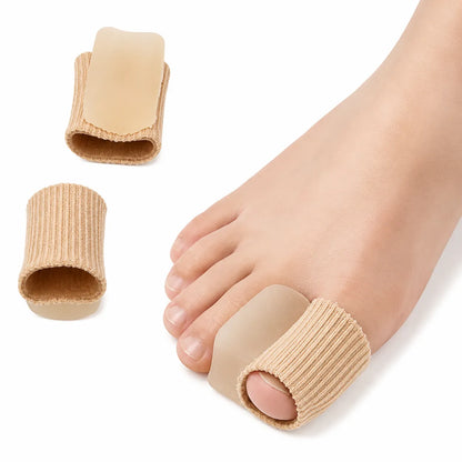 Tåseparerare med mjuk silikonpad och elastiskt tygband som hjälper till att minska tryck och friktion mellan stortån och intilliggande tå.