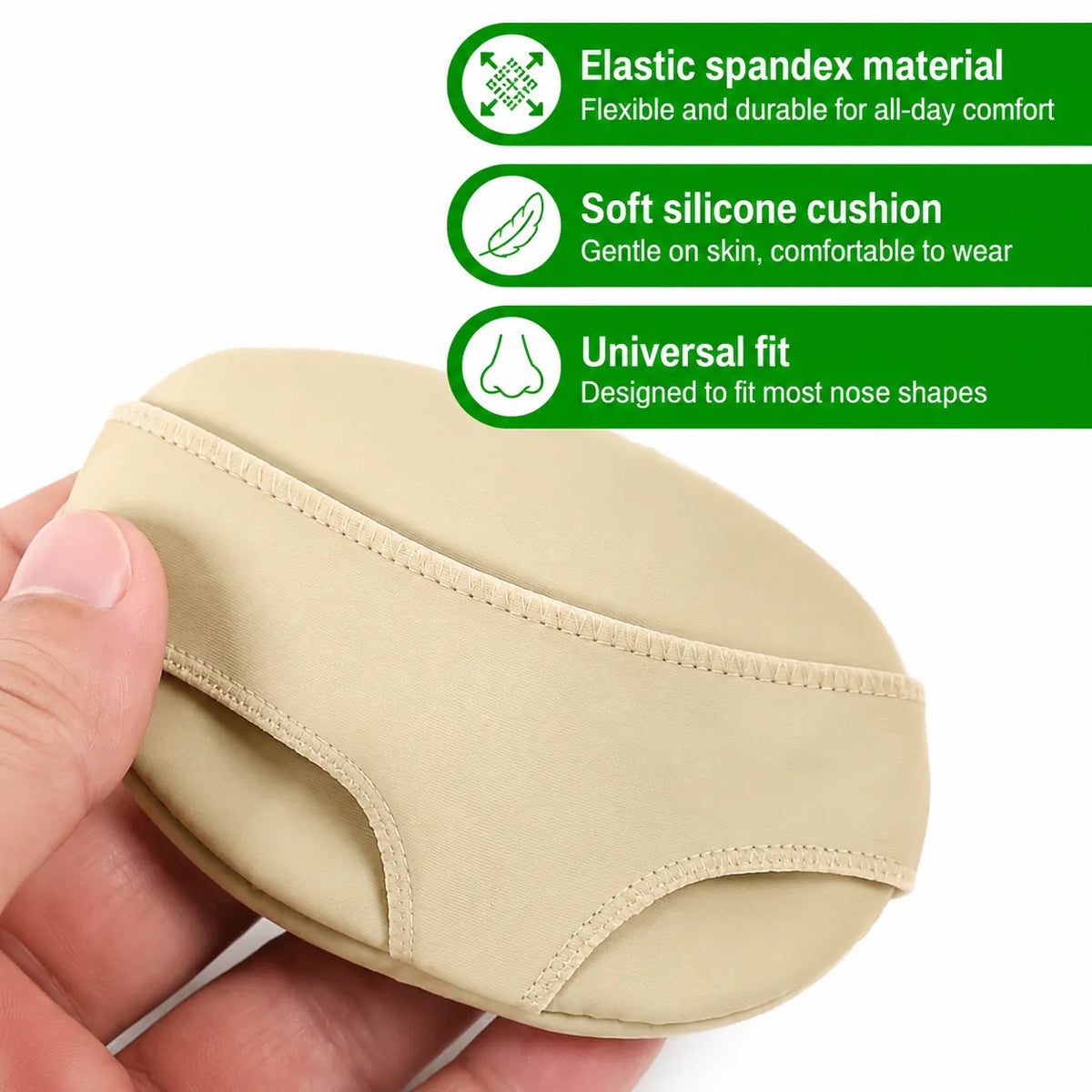 Närbild på mjukt framfotsskydd i elastiskt material med silikonkudde för stötdämpning och komfort hela dagen.