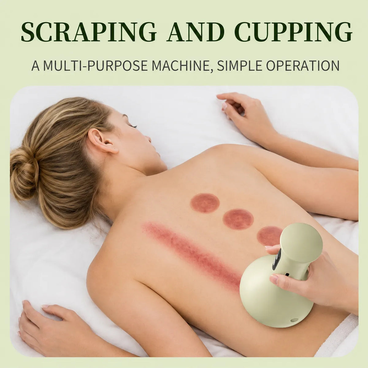 Elektrisk koppnings- och gua sha-massage för djup muskelavslappning och förbättrad blodcirkulation.