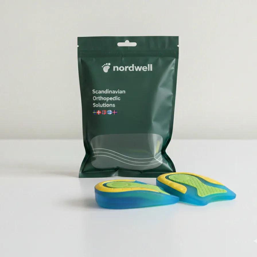 Hälkuddar i gel med tre zoner tillsammans med NordWell-förpackningen.