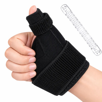 Svart handledsstöd med tumstöd och stabiliserande skena