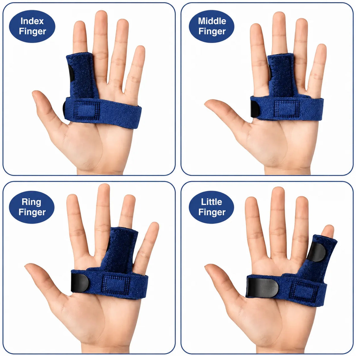 Fingerstödet visat på pekfinger, långfinger, ringfinger och lillfinger.