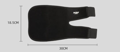 Måttbild för justerbart armbågsstöd i neopren, cirka 30 × 18,5 cm.