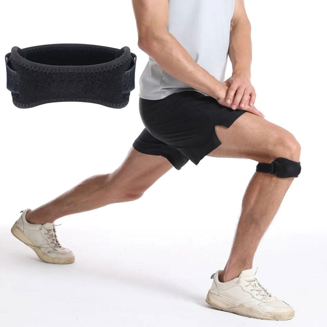 Person som tränar med justerbart patellaband placerat strax under knäskålen.