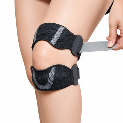 Justerbart knästöd för patellasenan med riktat stöd och avlastning under knäskålen.