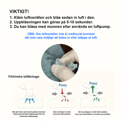 Närbild på kuddens form och material