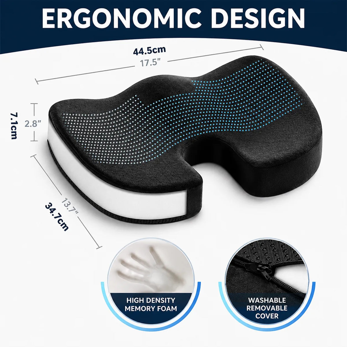Ortopædisk sædehynde med memory foam