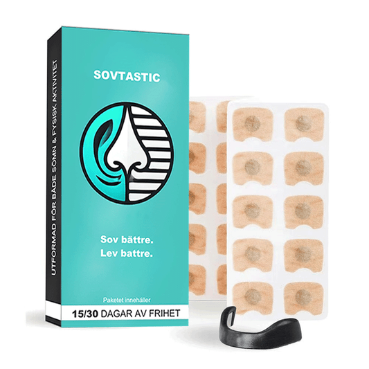 Sovtastic magnetisk näsvidgare med självhäftande näsremsor och magnetisk del.