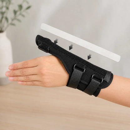 Handledsstöd med tumstöd och uttagbar aluminiumskena för extra stabilitet och stöd.