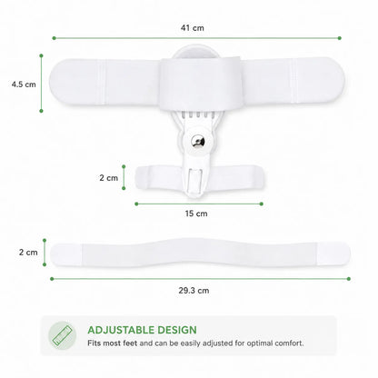 Mått och justerbar design för stortåstöd vid hallux valgus med roterande led.