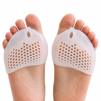 Mjuka tåseparatorer för fem tår i flexibelt material med ventilerande öppningar.