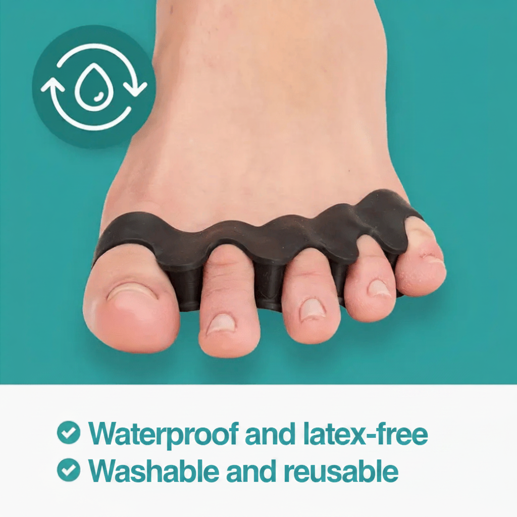 Flexibelt silikonmaterial för bekväm passform mellan tårna