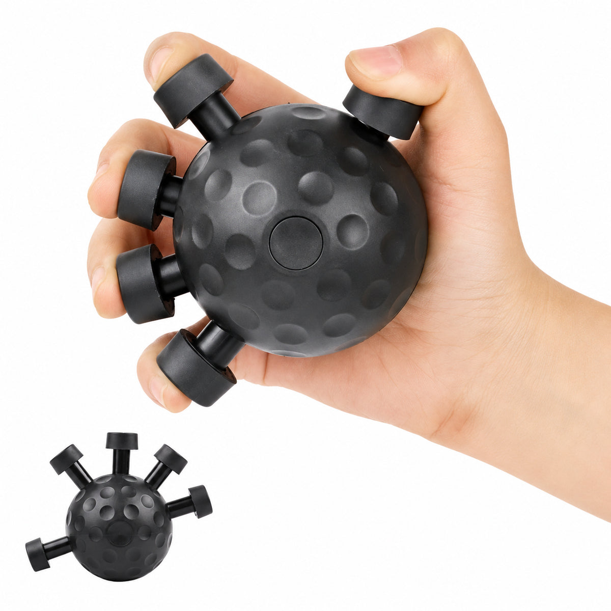 Träningsboll med handgrepp i hand.